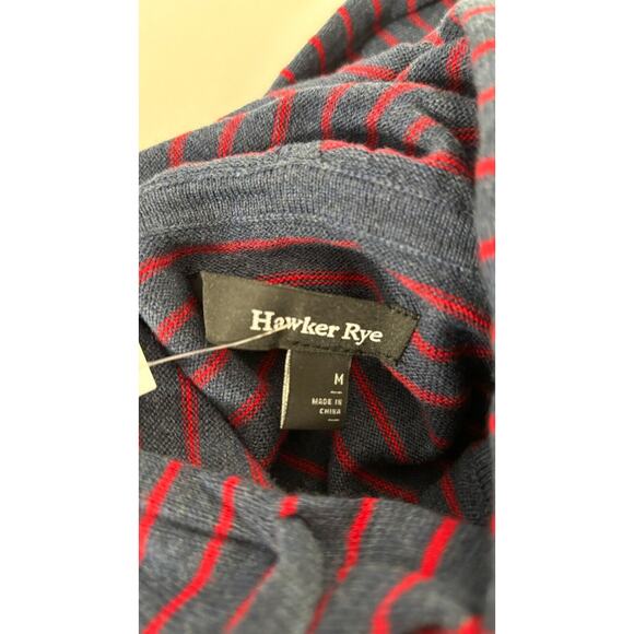 Hawker Rye Mens Striped Bellevue Lightweight Hooded Sweater Size M Navy Blue NWT - Picture 8 of 8
